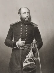 H.R.H. György herceg (1819-1904) Cambridge 2. hercege, metszett D.J. Pound egy fényképről, a „The Drawing-Room of Eminent Personages, Volume 2”, Londonban, 1860.